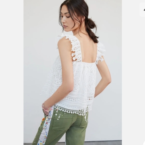 ANTHROPOLOGIE RUFFLED LACE TANK TOP - Picture 9 of 15